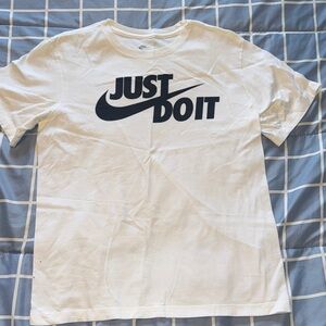 Nike White and Black 'Just Do It' Graphic Tee